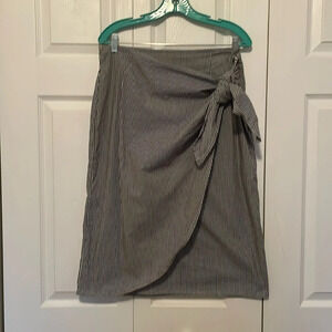 Chaps pinstriped faux wrap skirt Sz 14